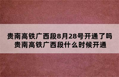 贵南高铁广西段8月28号开通了吗 贵南高铁广西段什么时候开通